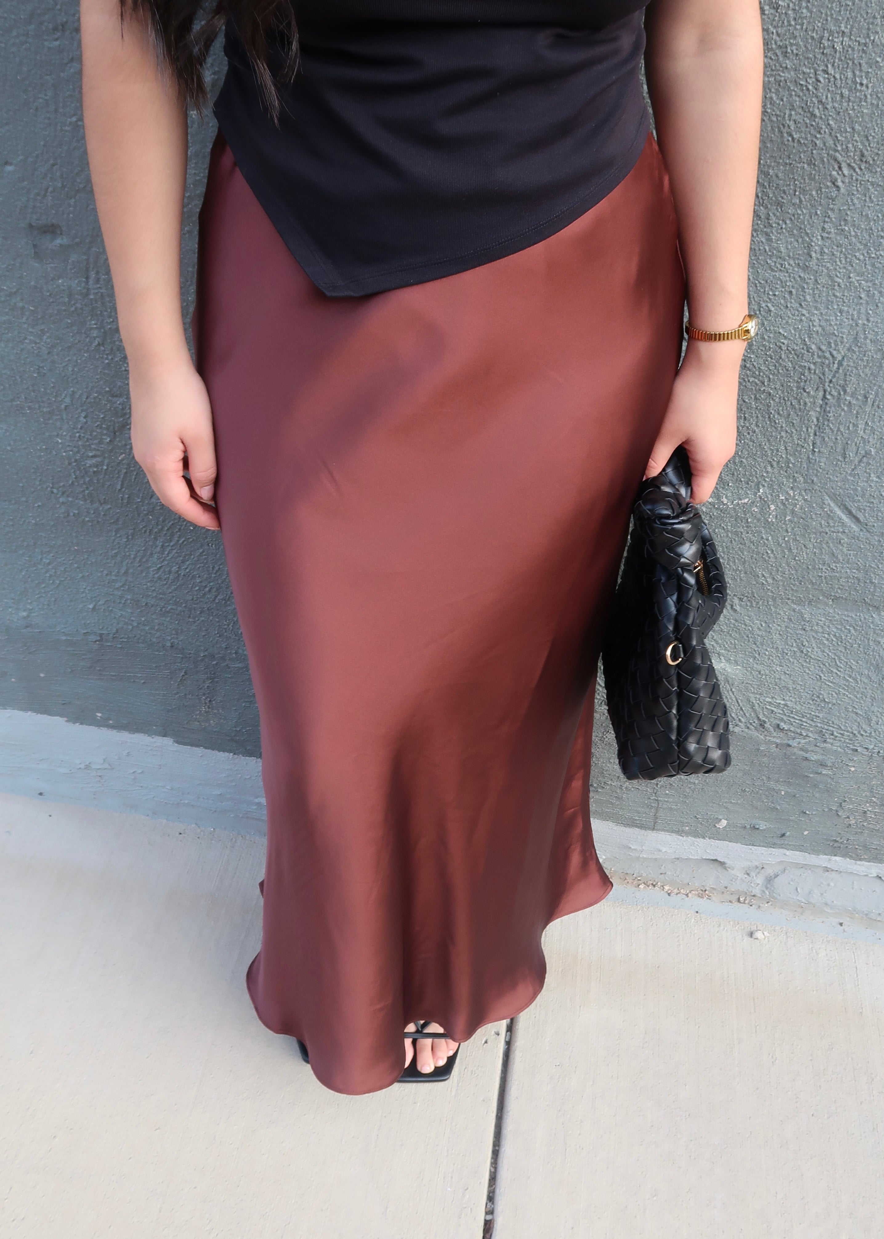 Chestnut Satin Skirt