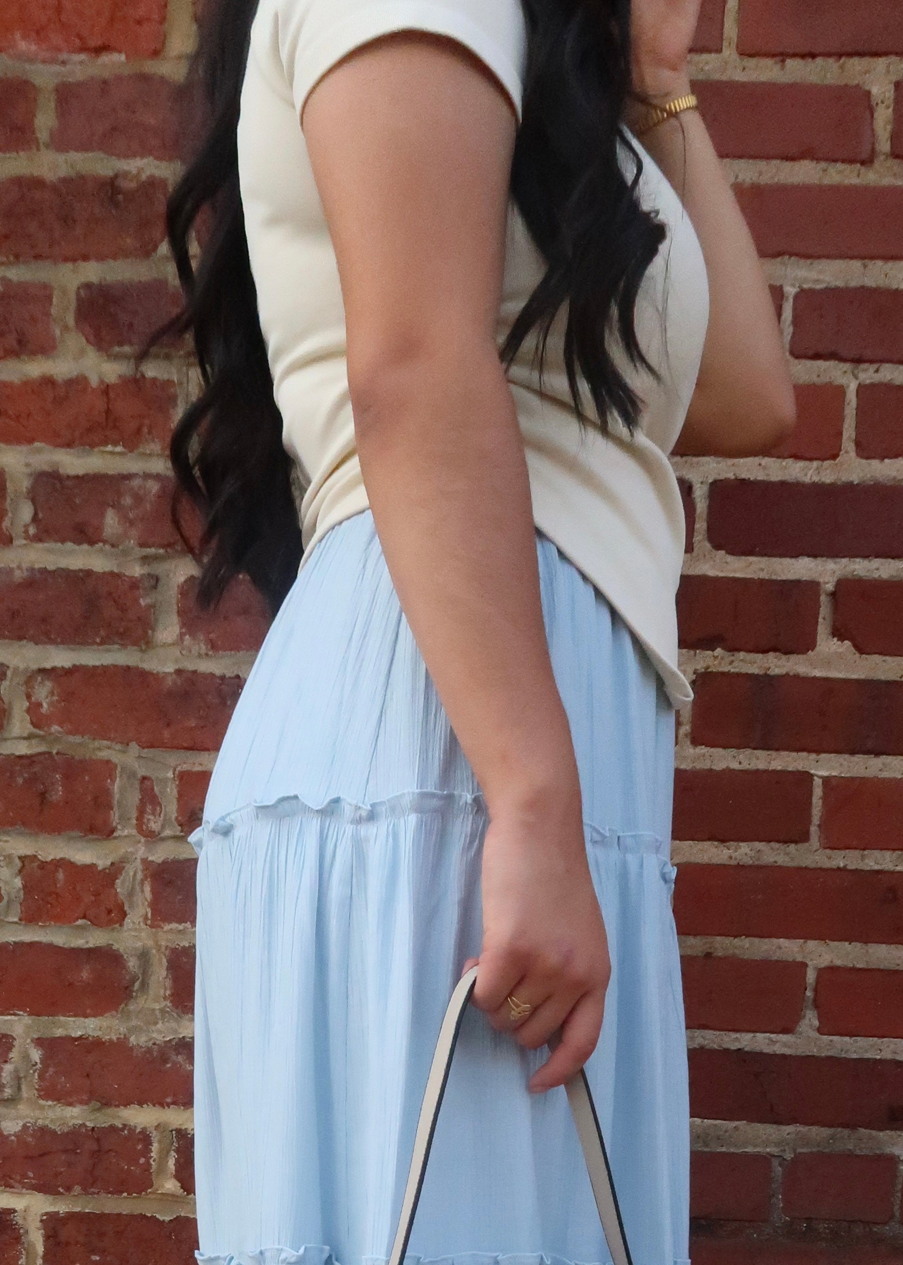 asymmetrical ruched top, short sleeve, crew neck, cropped