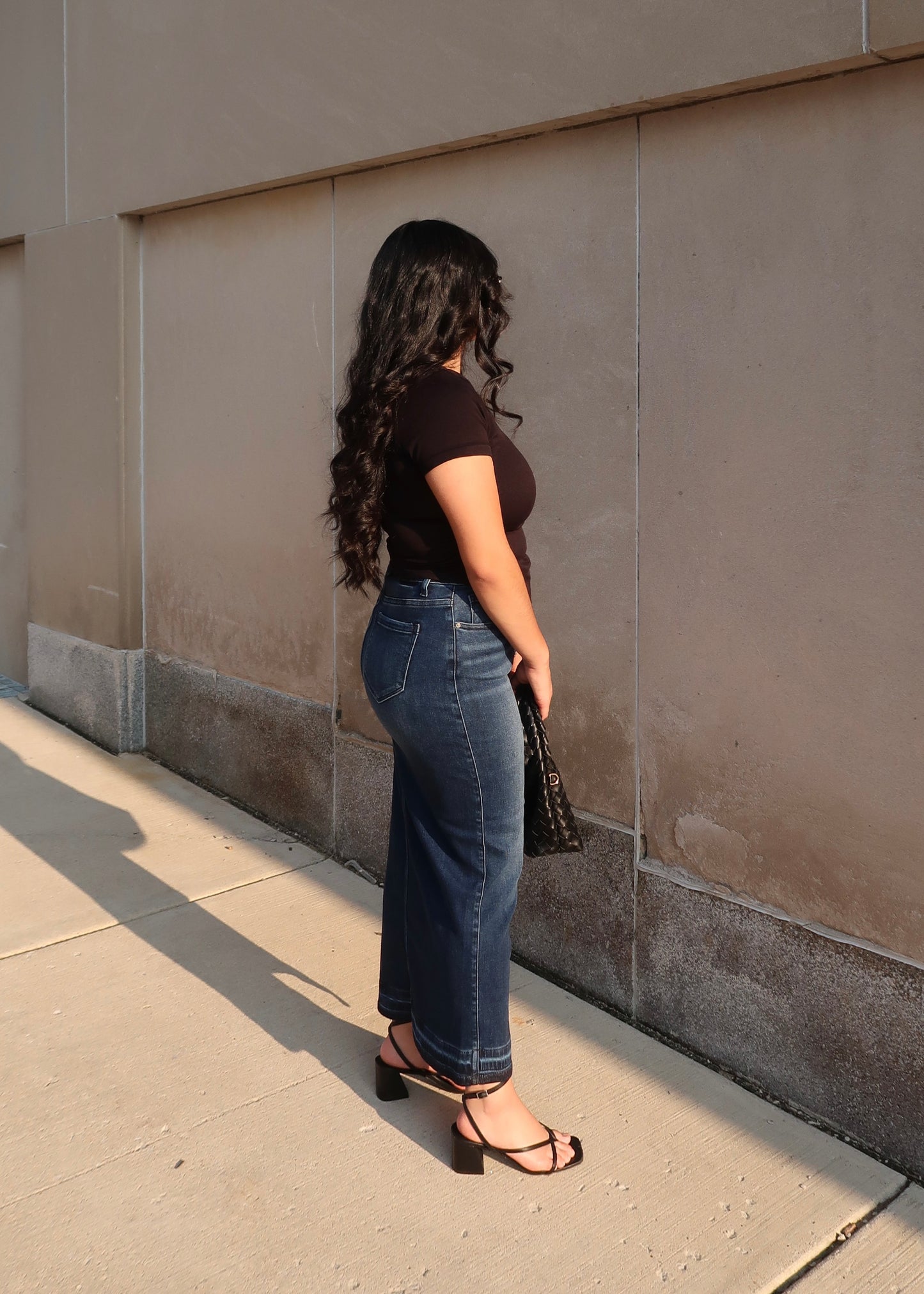 raw hem, denim blue, front slit maxi denim skirt, high waisted