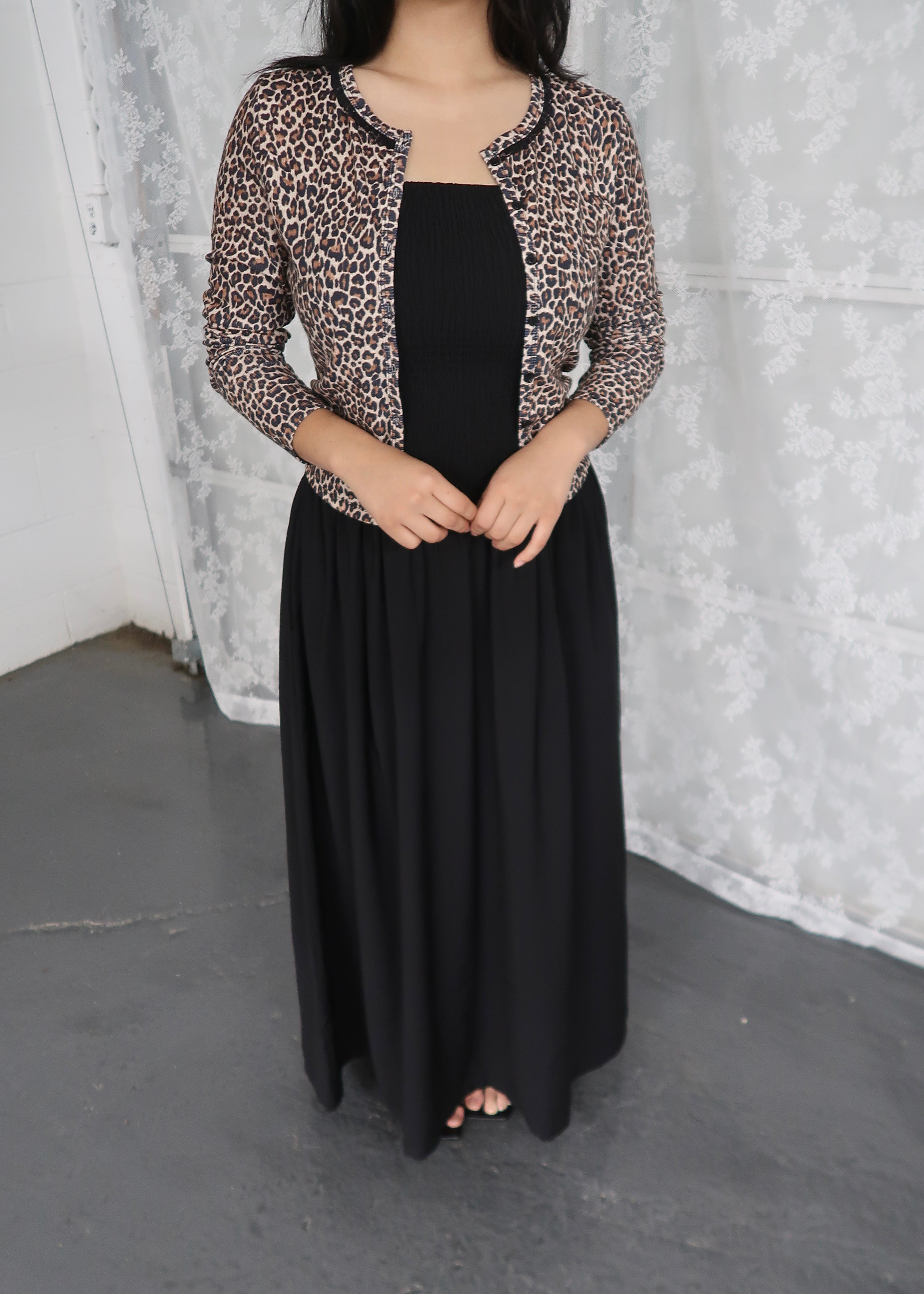 black maxi dress, spaghetti strap dress, smocked, pocket