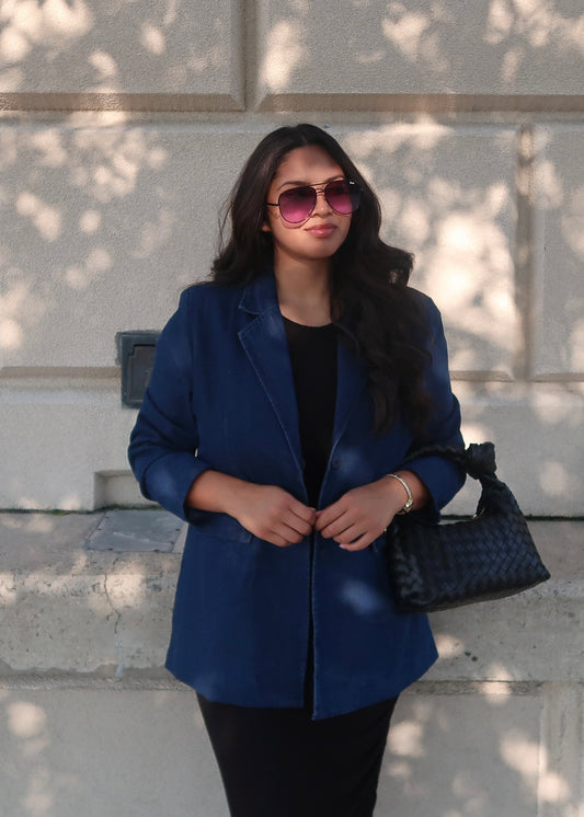 blue denim oversized blazer 