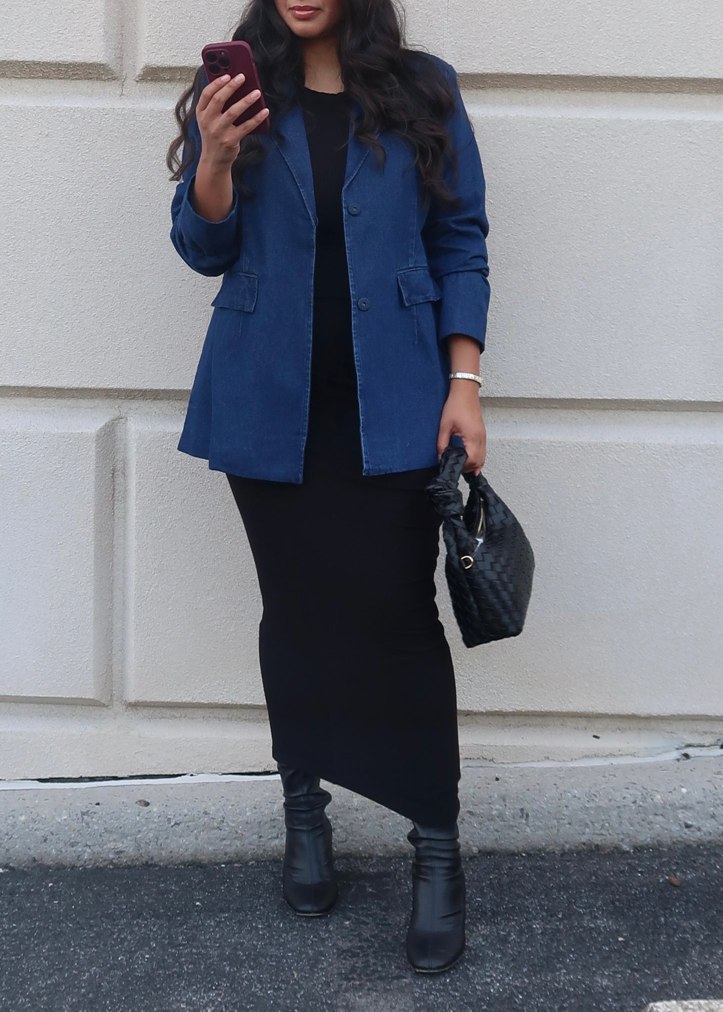 blue denim oversized blazer 