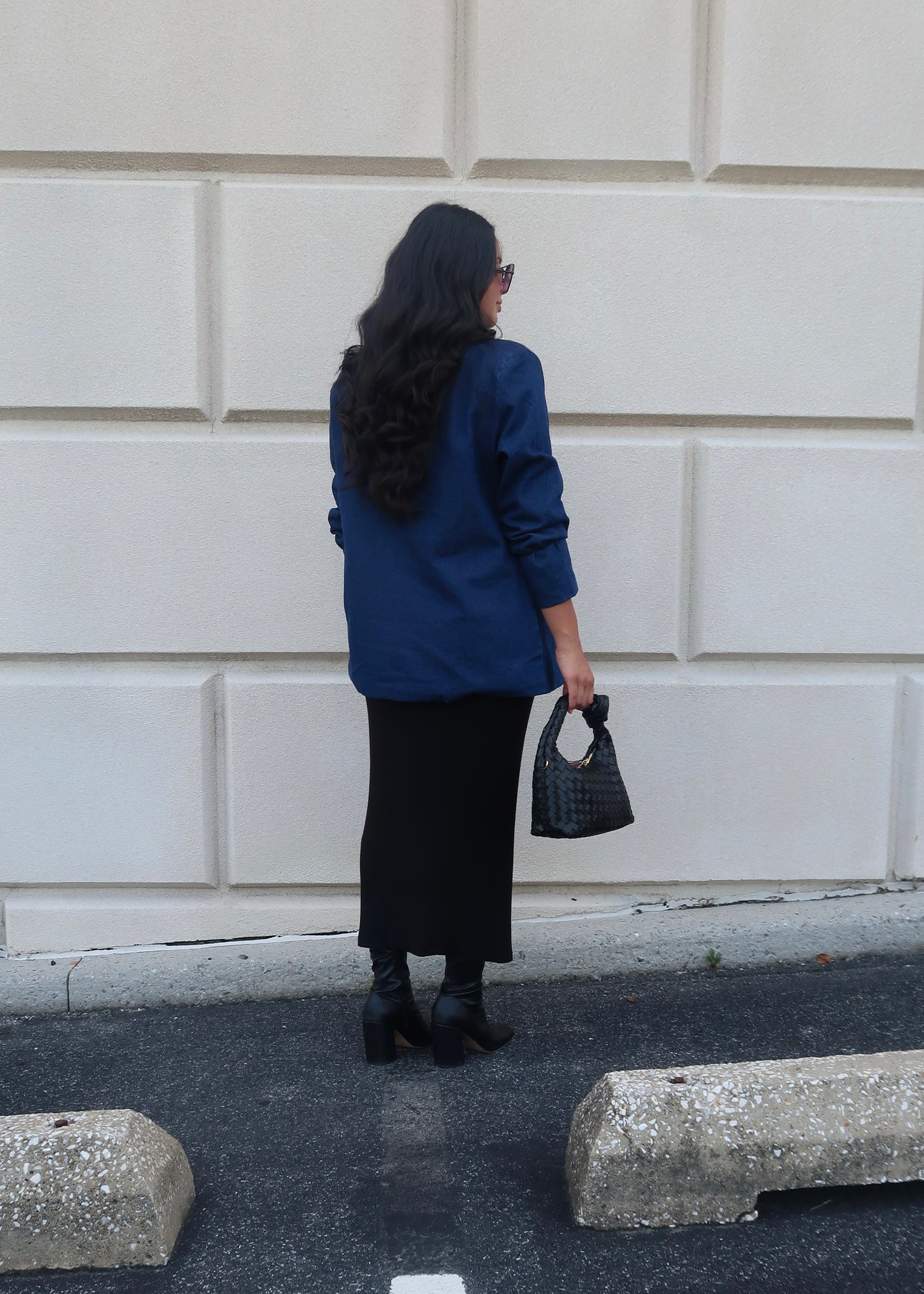 blue denim oversized blazer 