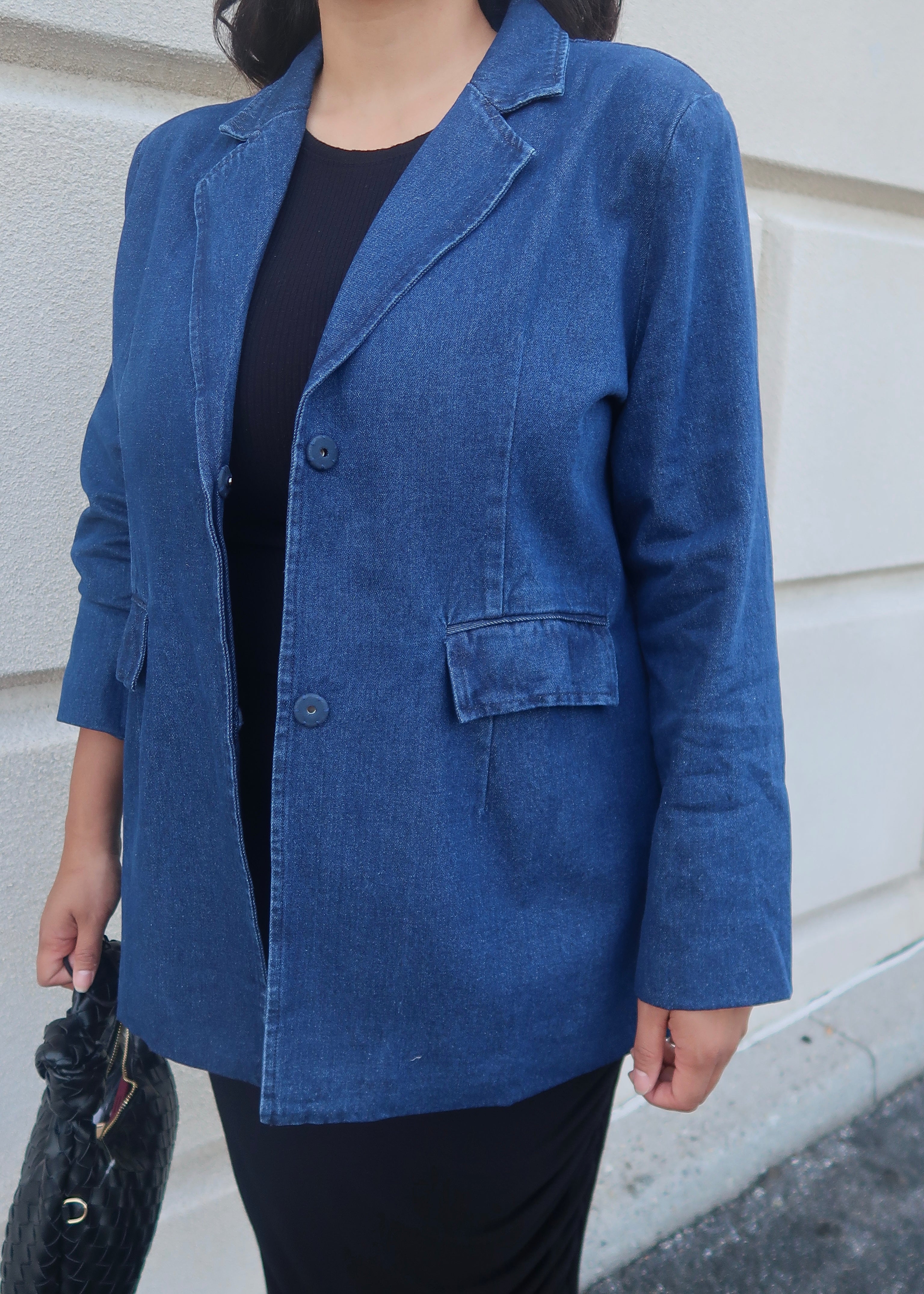 blue denim oversized blazer 