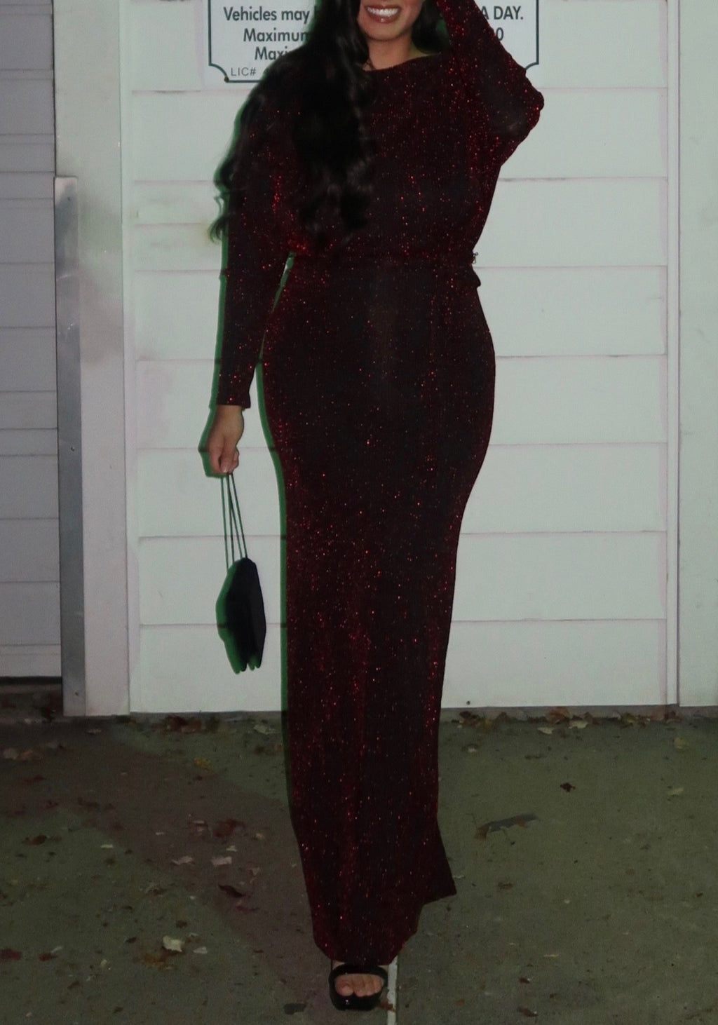 black red striped maxi floor length dress, dolman sleeves, long sleeves