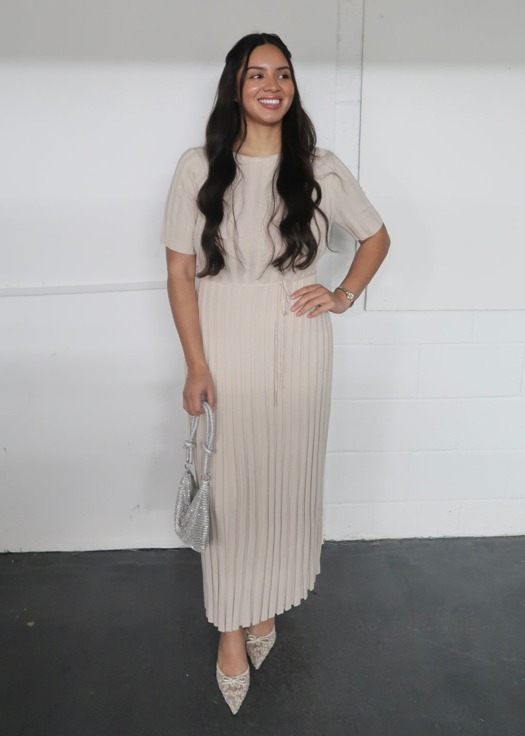 taupe short sleeve maxi dress, ribbed