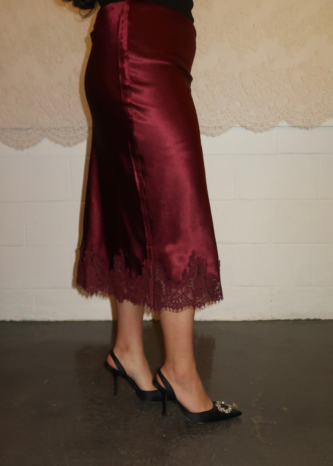 Wine Lace Skirt