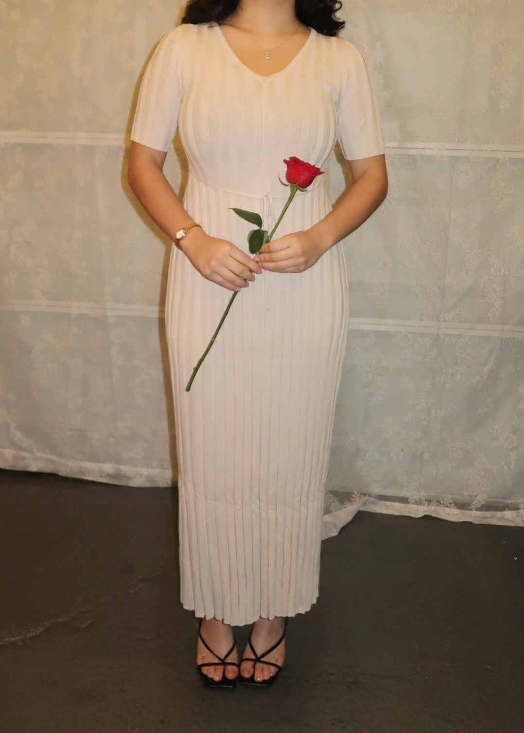 taupe short sleeve maxi dress, ribbed