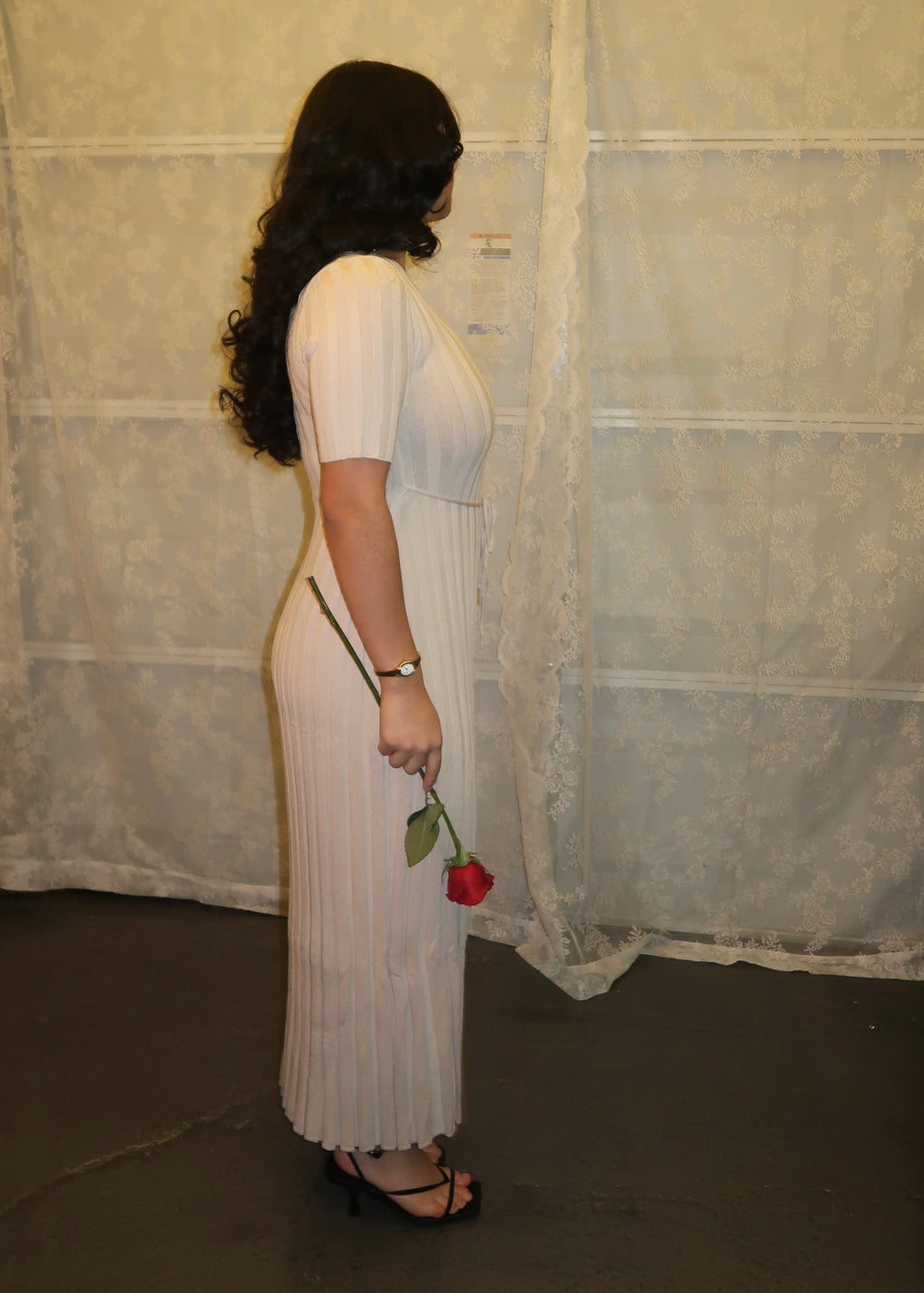 taupe short sleeve maxi dress, ribbed