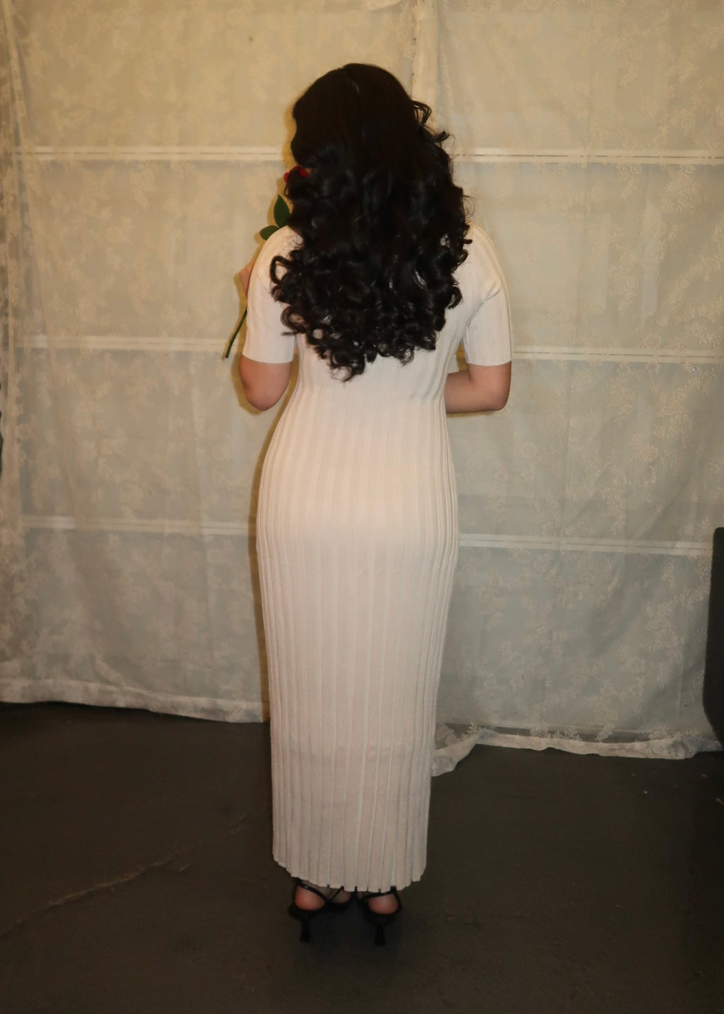 taupe short sleeve maxi dress, ribbed