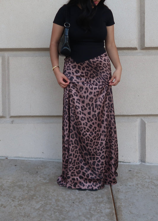 leopard print maxi skirt