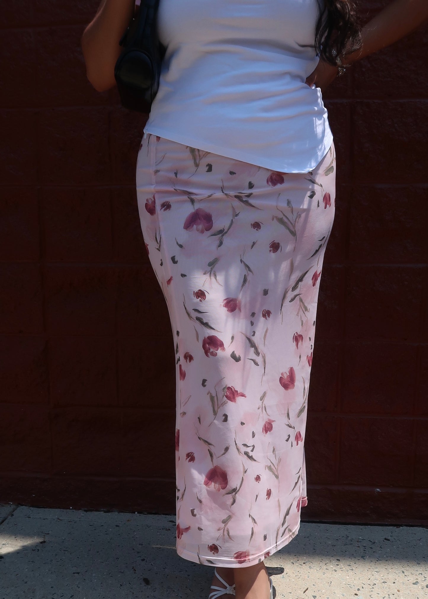 floral mesh pink maxi skirt 