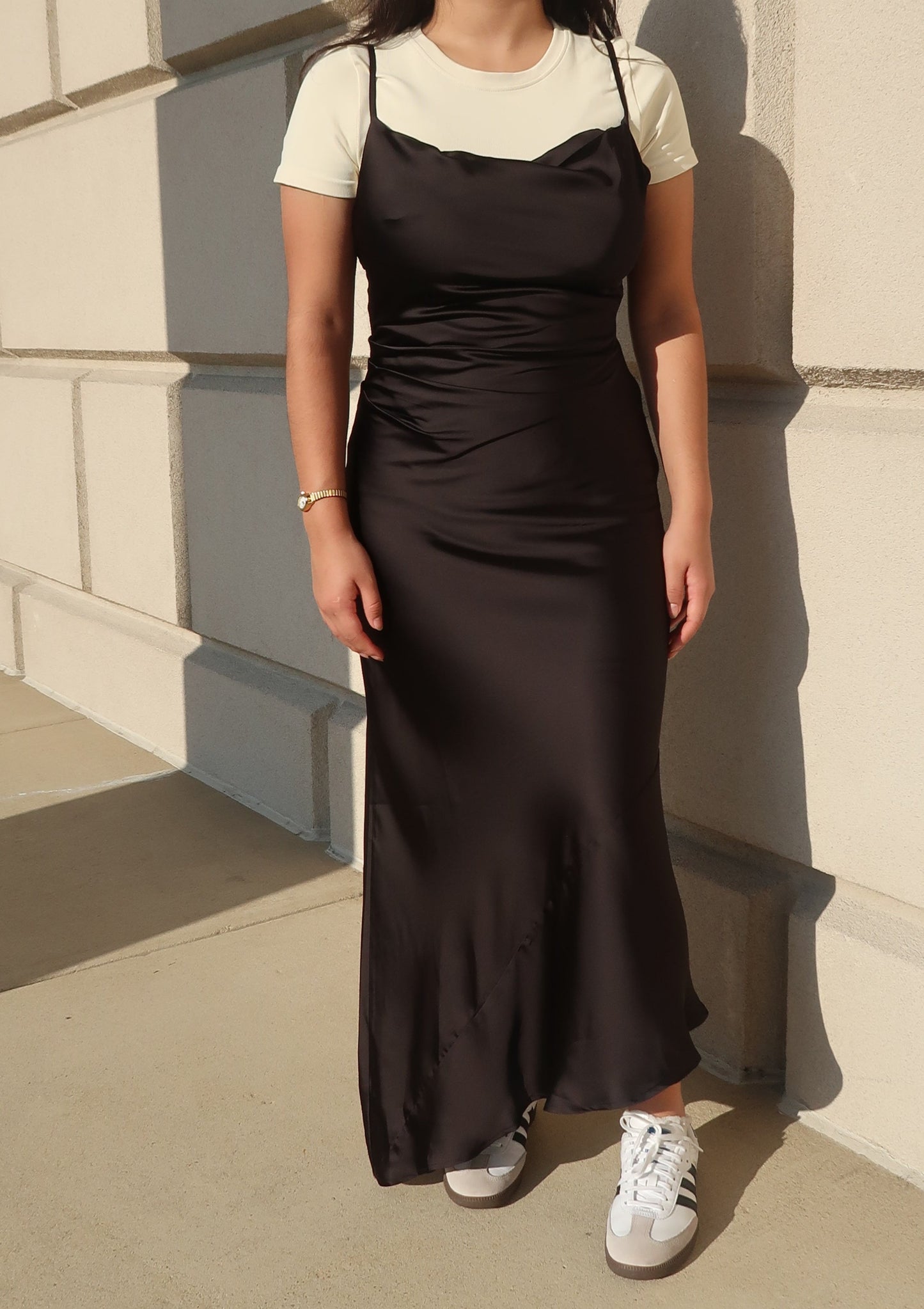 Black Satin Maxi Dress