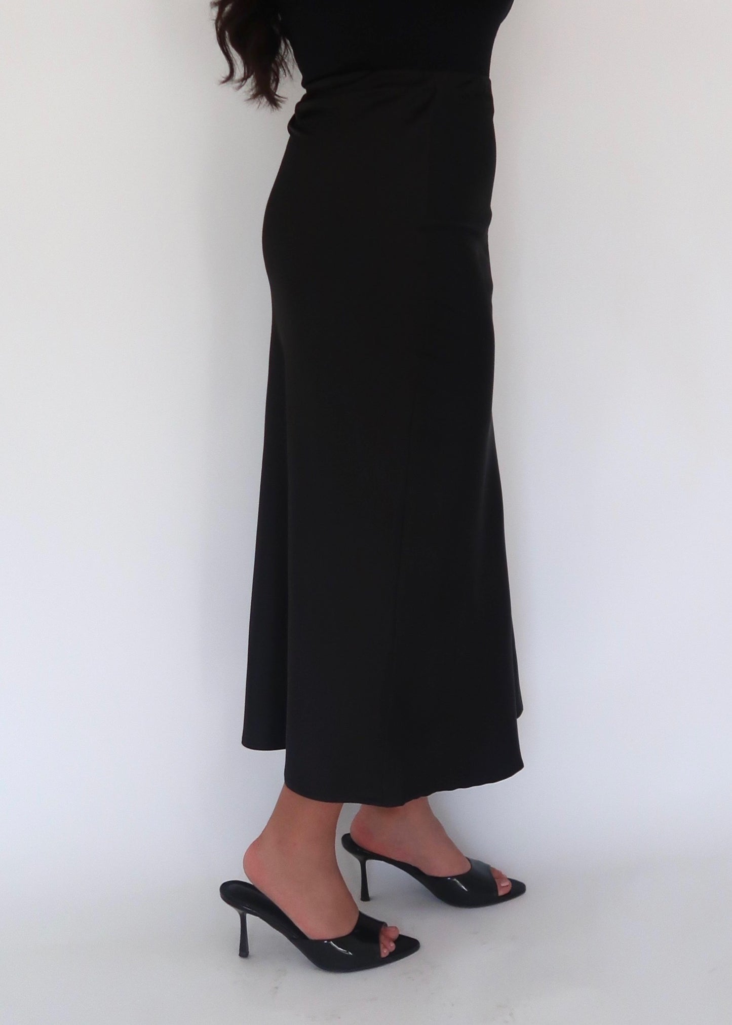 black satin maxi skirt 