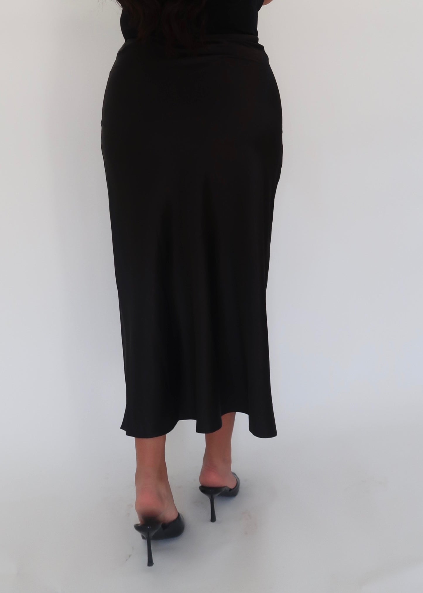 black satin maxi skirt 