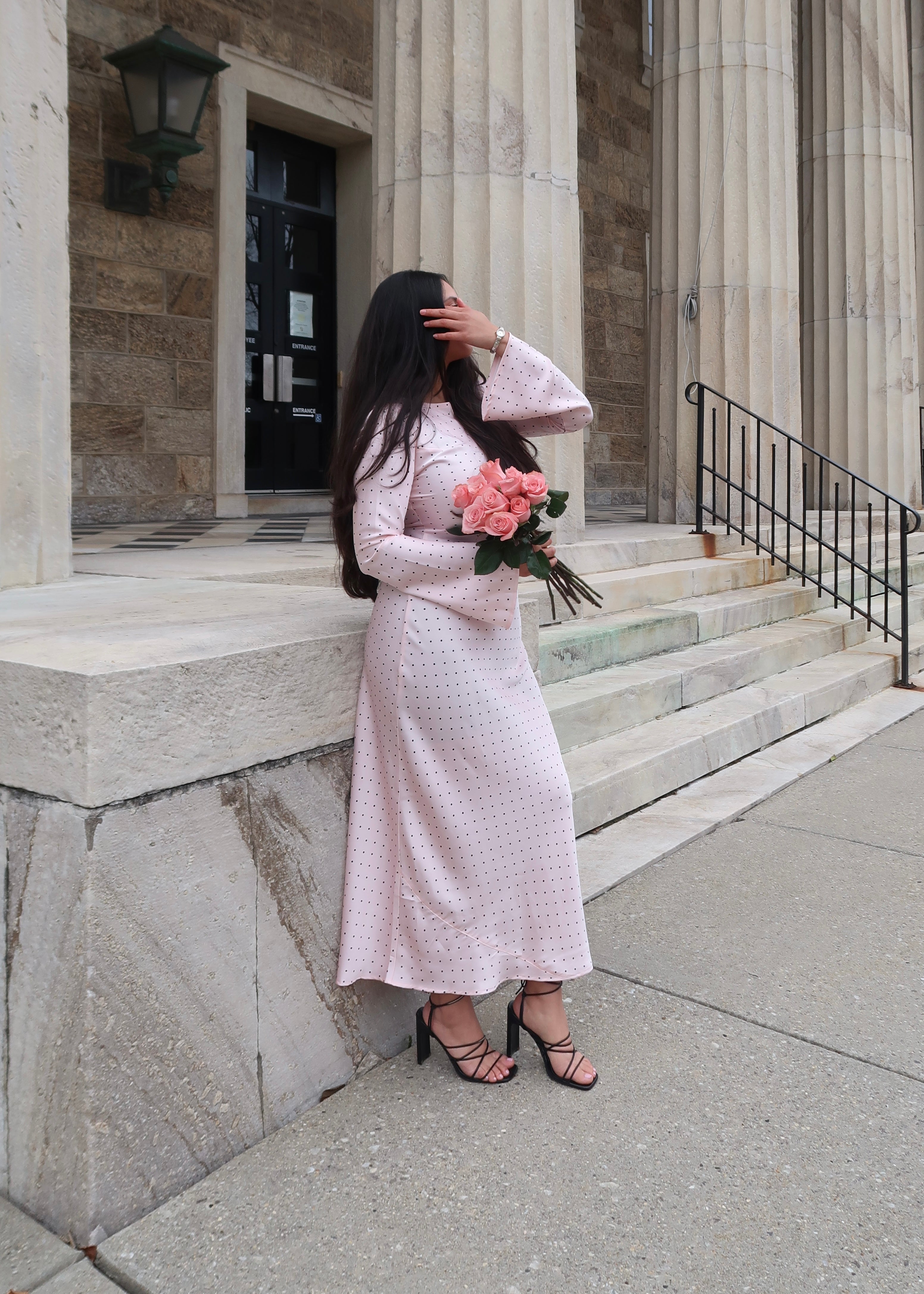 pink dress flare Bold Pink Gathered Fit-and-Flare Dress