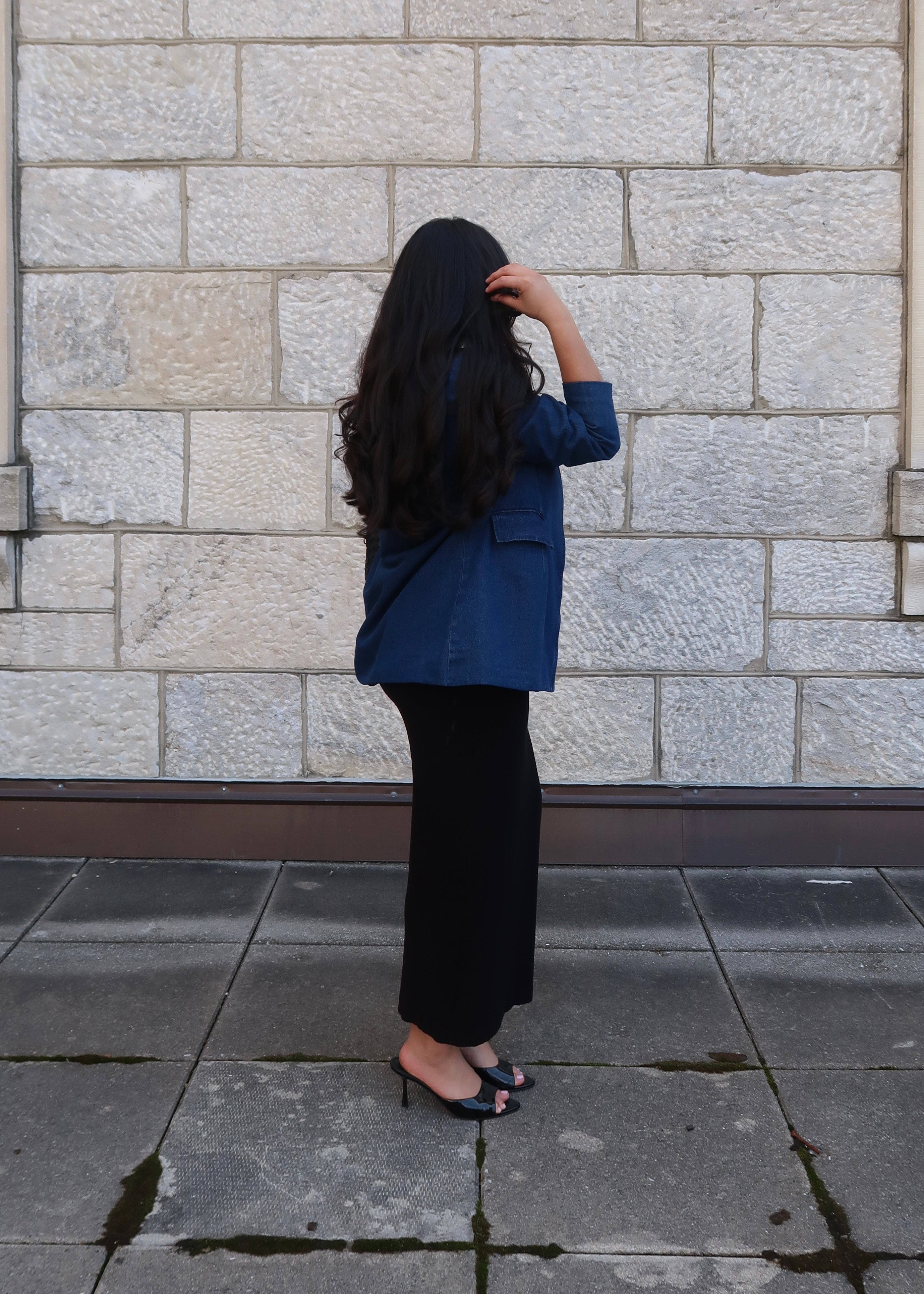 blue denim oversized blazer 