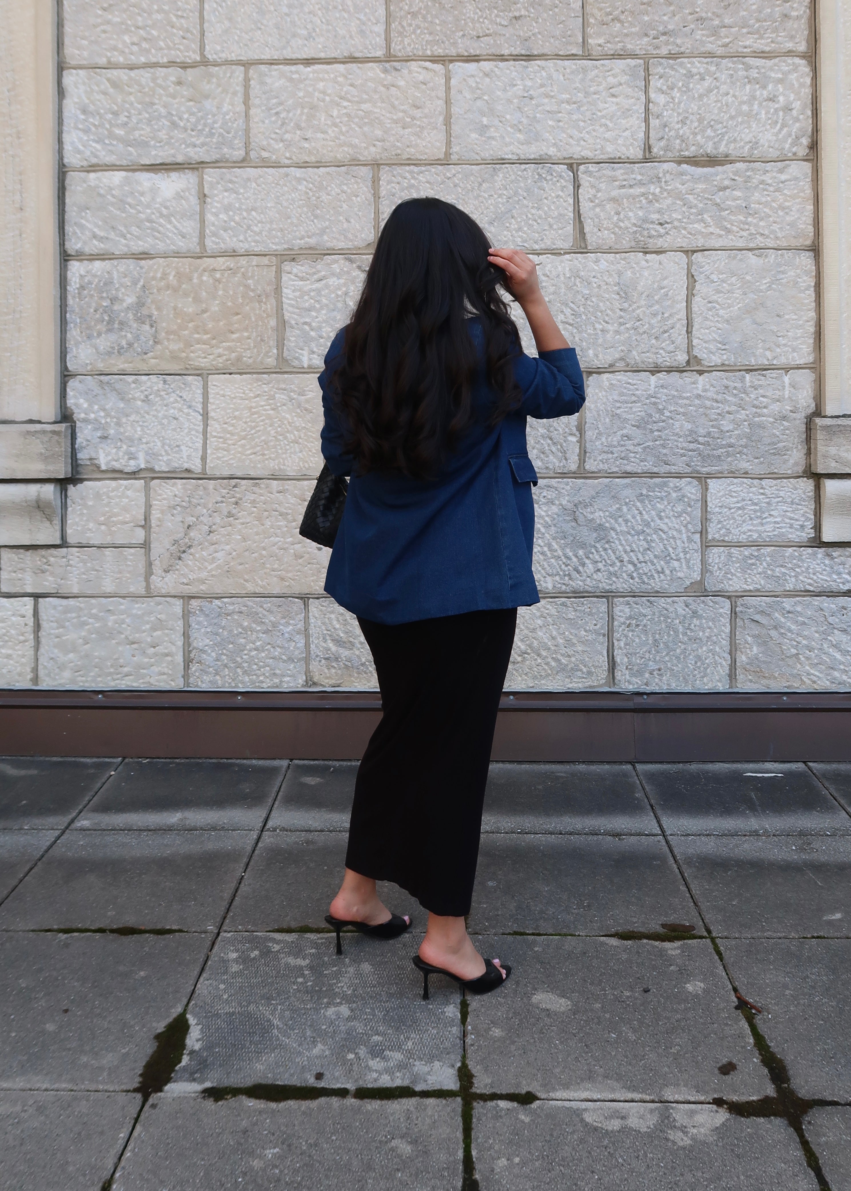 blue denim oversized blazer 