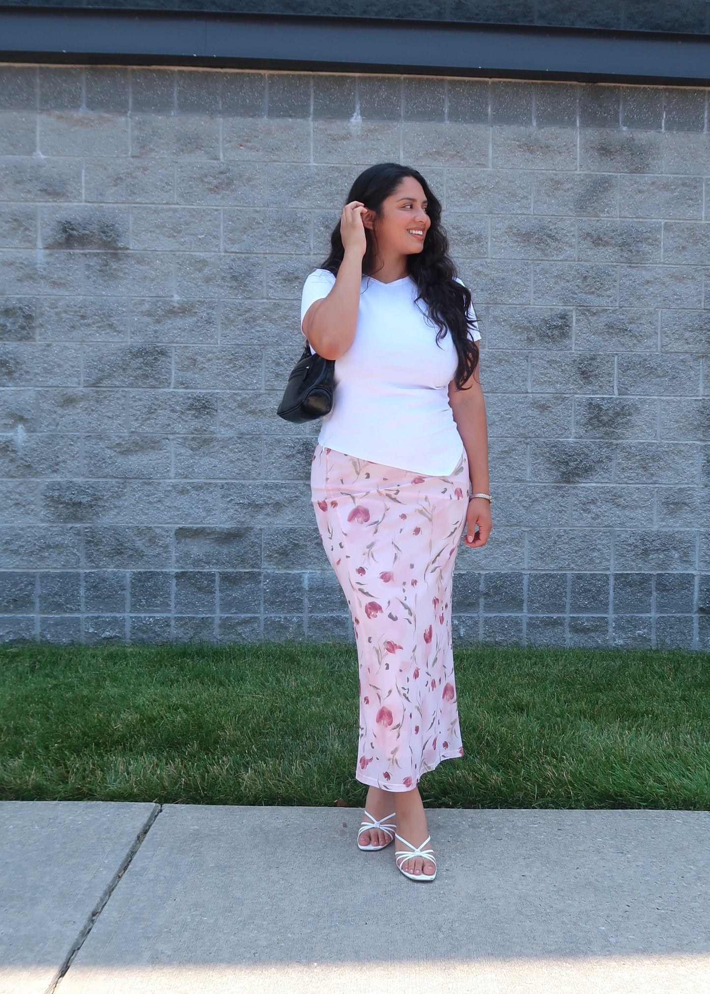 floral mesh pink maxi skirt 