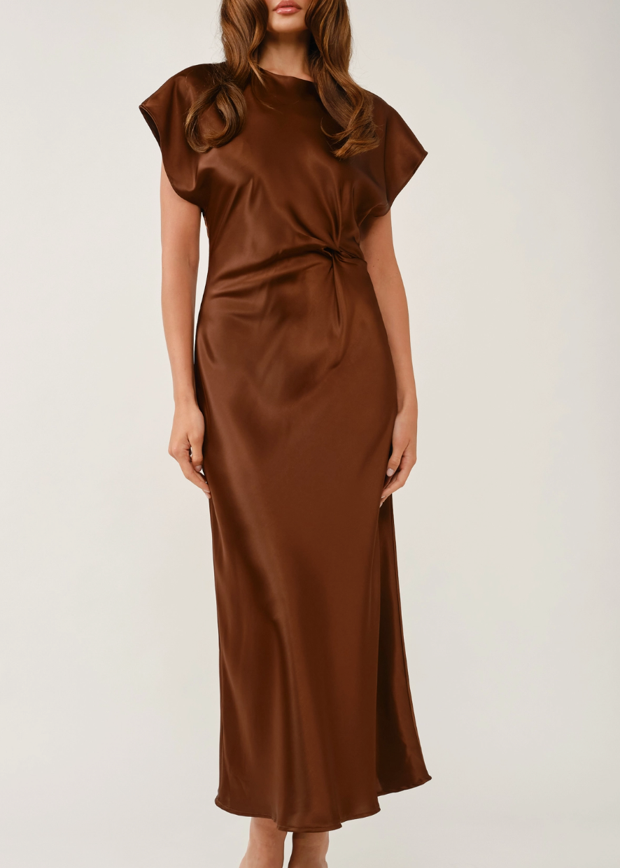 Brown Satin Dress