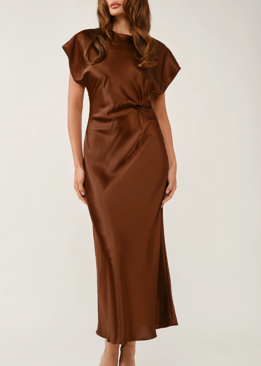 Brown Satin Dress