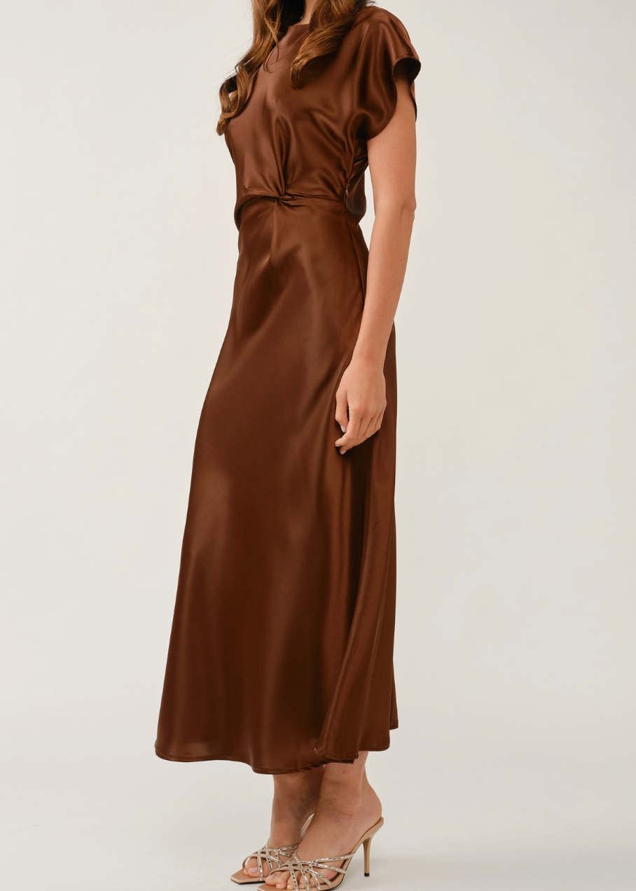 Brown Satin Dress