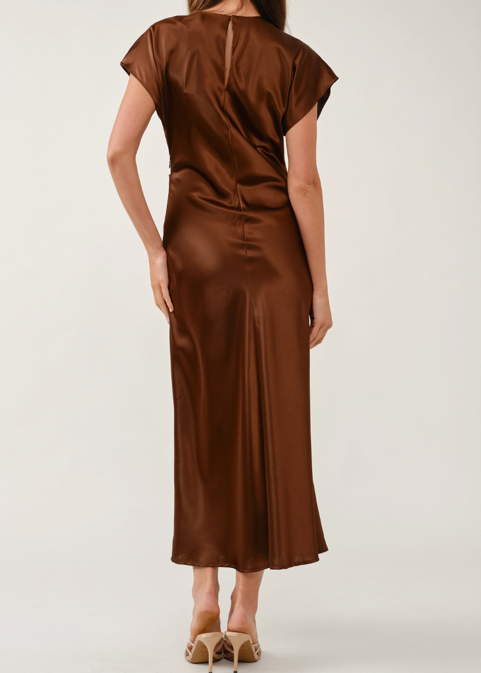 Brown Satin Dress