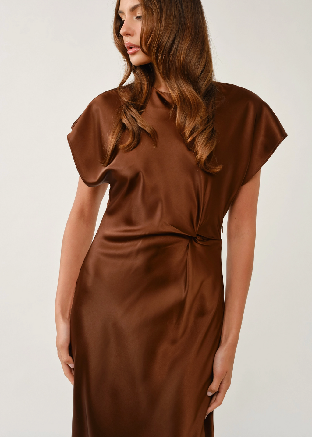 Brown Satin Dress