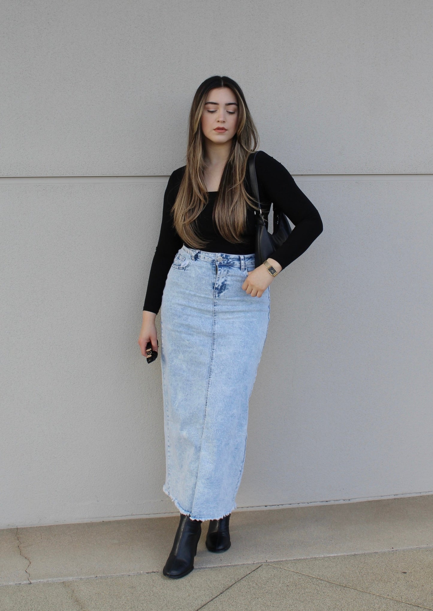 Lauren Maxi Denim Skirt PLUS