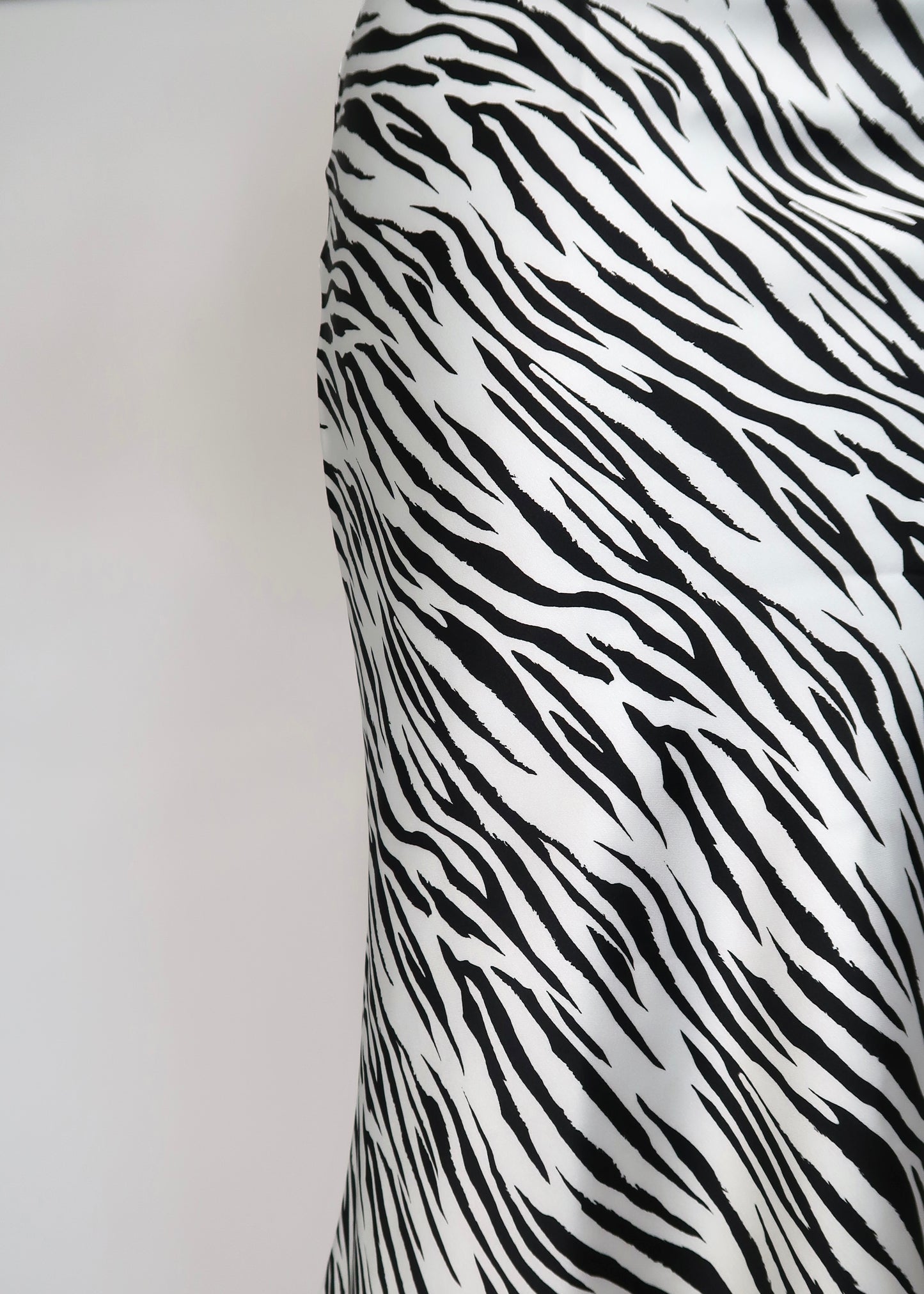 zebra print satin midi skirt